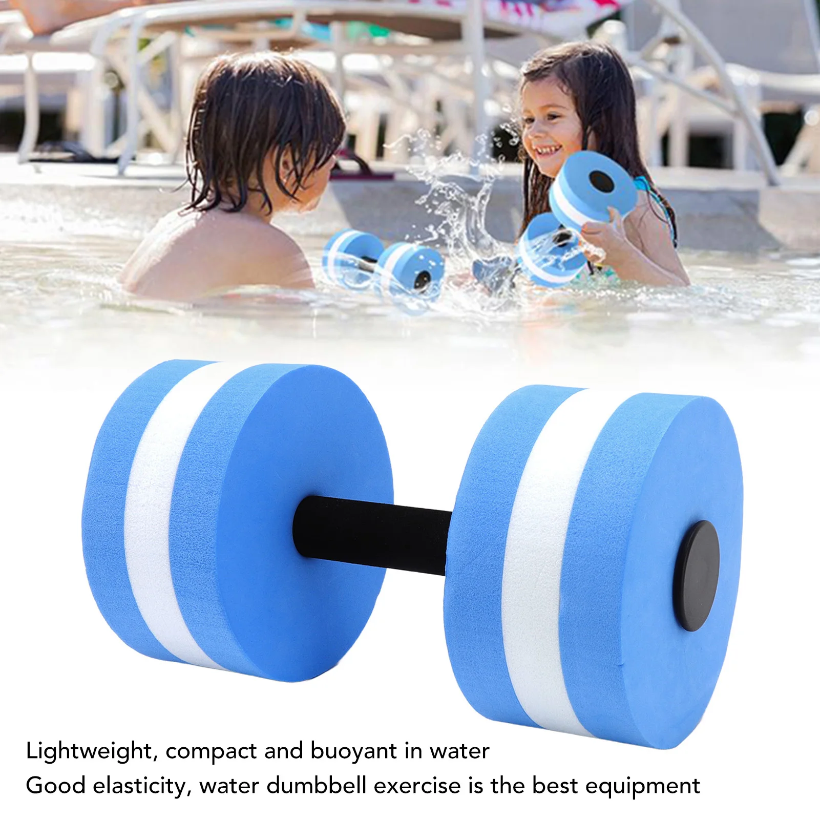 2 PCS EVA Water Floating Dumbbell Yoga Exercise Water Foam Dumbbell Fitness Tool for Men Women Kids Green/ Blue