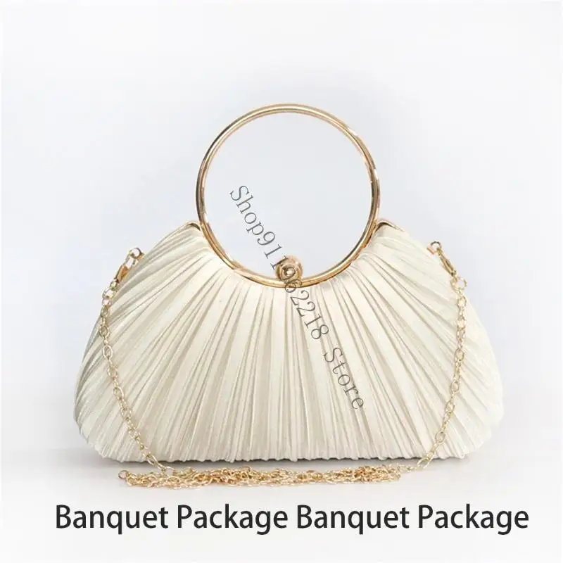 

Fashionable Pleated Evening Purse Dinner Bag Solid Shoulder Bag For Any Occasion 066F