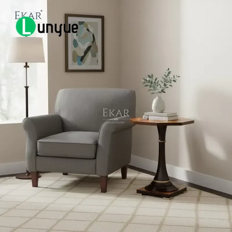 Luxury French Classic Side Table with Octagonal Base and Botanical Pattern Decorative Accent Furniture for Living Room