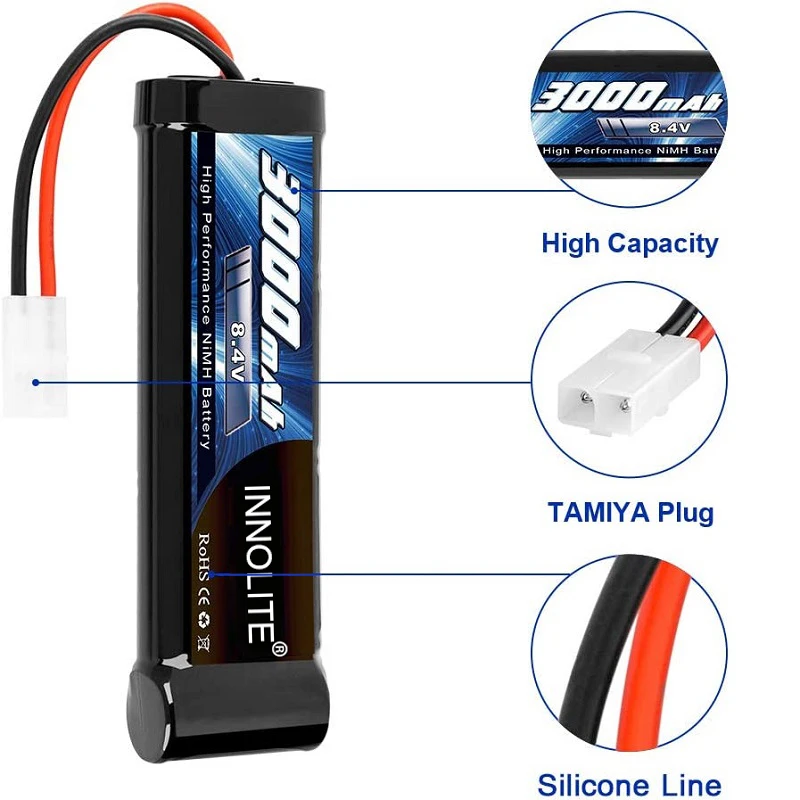 Akumulator NiMH 8.4V o dużej mocy z wtyczką Tamiya do RC truggy, zdalnie sterowana łódka RC, zbiornik RC, samochód RC jak Tamiya, LOSI, powiązany,