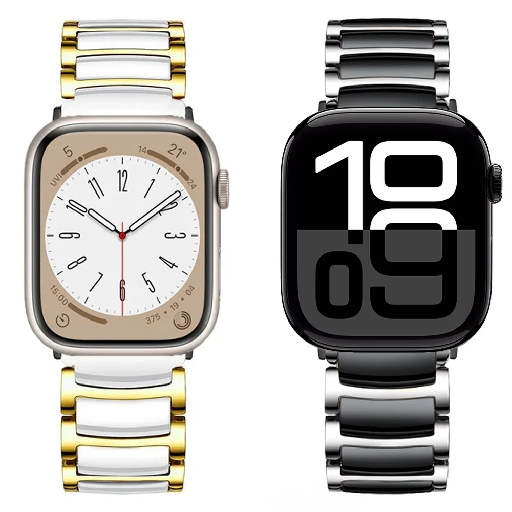 Correa de Metal cerámico para Apple Watch Ultra 2, 49mm, 10, 42mm, 46mm, Correa, iWatch 9, 8, 7, 6, 5 SE, 45mm, 44mm, 41mm y 40mm