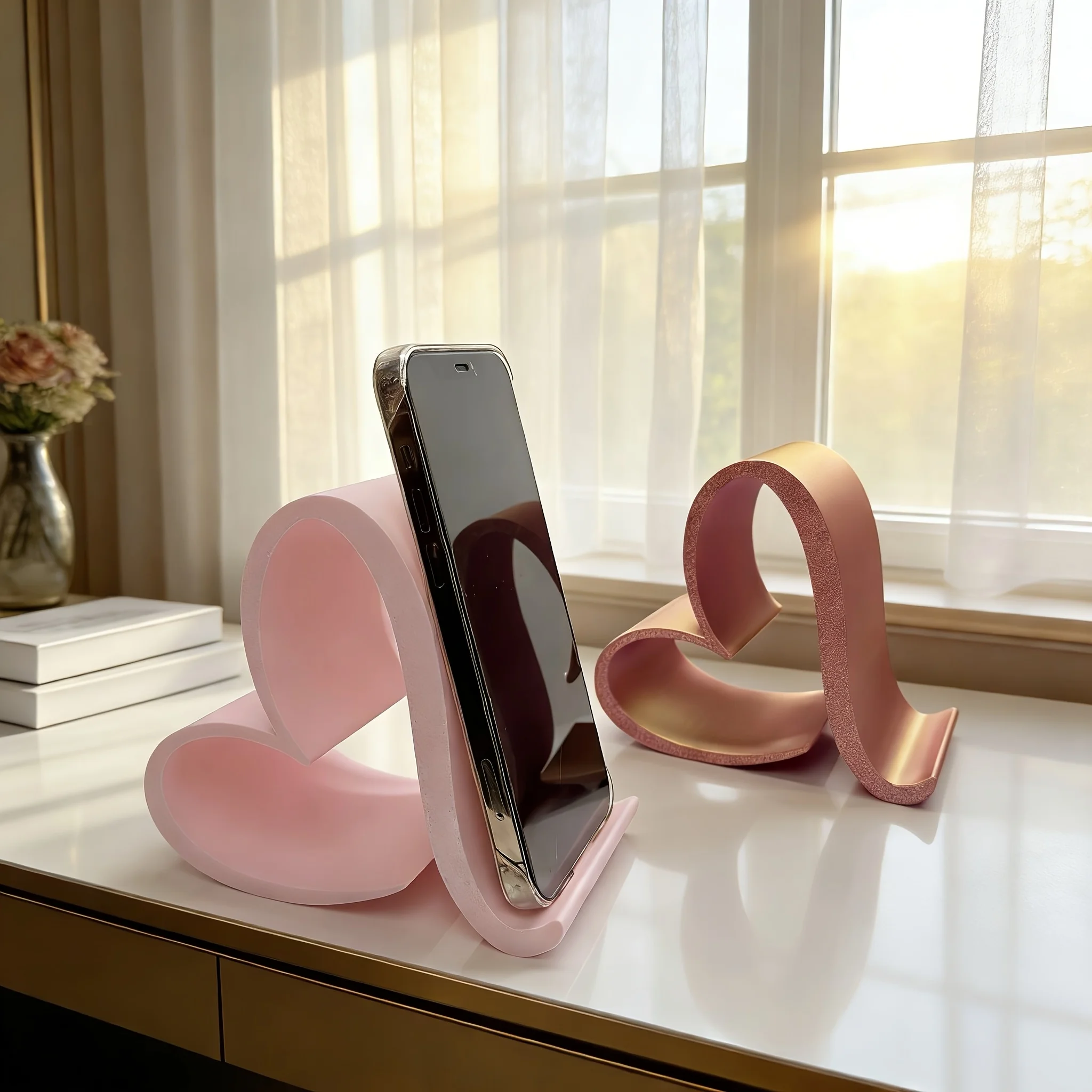 Heart Shaped Desktop Storage & Display Stand, 3D Printed Tabletop Organizer, Cute Decor Holder for Daily Small Items