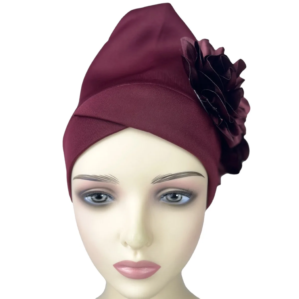 Front Crossed Hat Exaggerated African Hat Air Layer Side Large Flower Muslim Baotou Hat