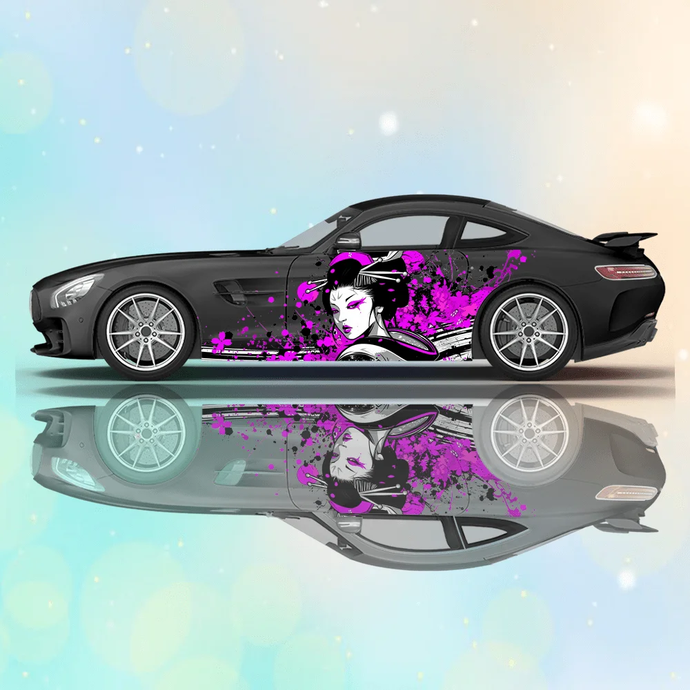 Japaneses Singer Geisha Car Vinyl Wraps Decal Self-adhesive PVC Sticker Suitable for Trucks SUV Decoration Auto Accessories