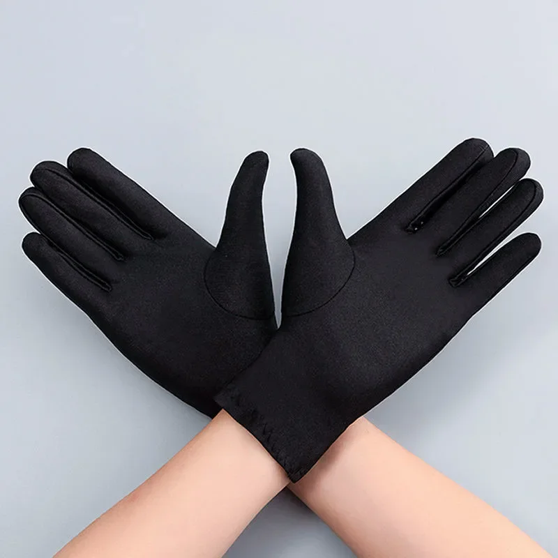 Gants de glace d\'été fins unisexes, gants courts à doigts complets, protection solaire, entraînement commandé, bijoux de cérémonie, noir et blanc, 1
