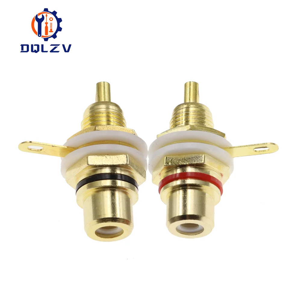 Panel Mount Gold Plated RCA Female Plug Jack Audio Socket Amplifier Chassis Phono Connector With Nut Solder Cup