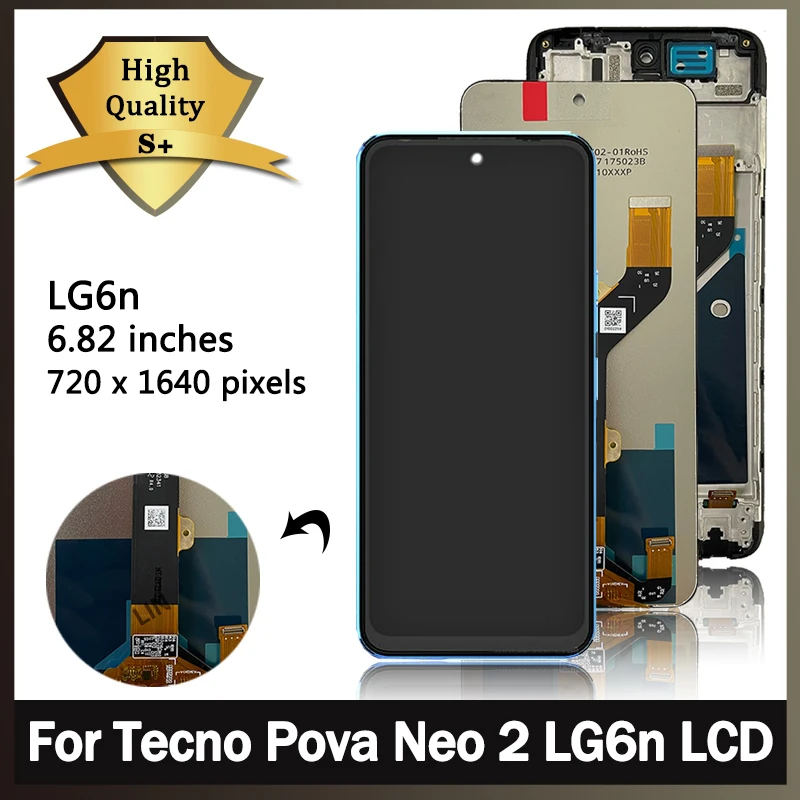 

6.82"Original For Infinix Tecno Pova Neo 2 LCD LG6n Display Touch Screen Digitizer Assembly For Tecno Pova Neo2 Display Frame