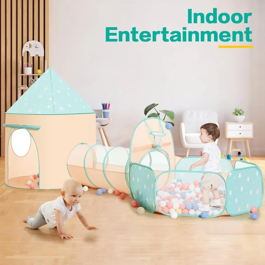 Tente de jeu pour filles et garçons, 3 pièces, avec fosse à balles, Tunnel de ramper, tentes de princesse pour tout-petits, maison de jeu du monde spatial pour bébés, jouets pour garçons