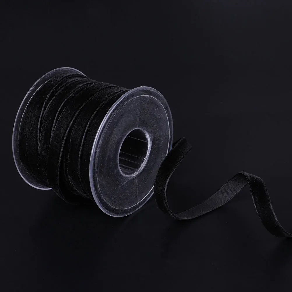

1 Roll 20 Yards Black Ribbon Premium Flocking Cloth For Gift Wrapping Diy Decorative Accessories Party Wedding Craft Band