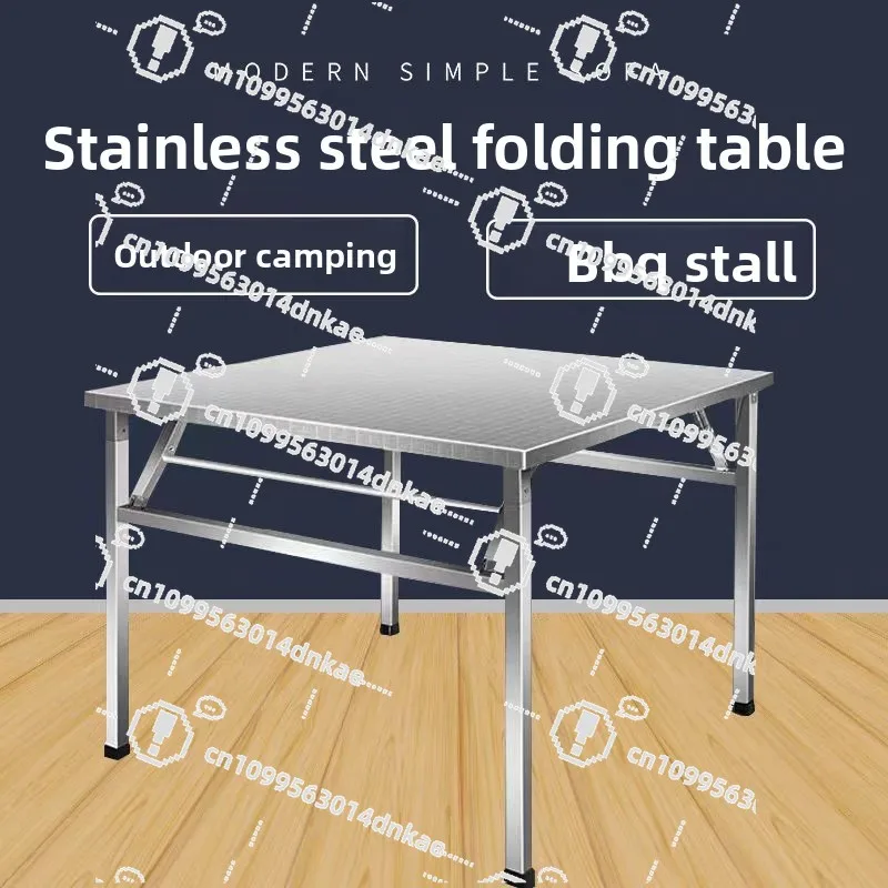 Thickened Stainless Steel Folding Dining Commercial Table Simple Table Restaurant Barbecue Hot Pot Stall