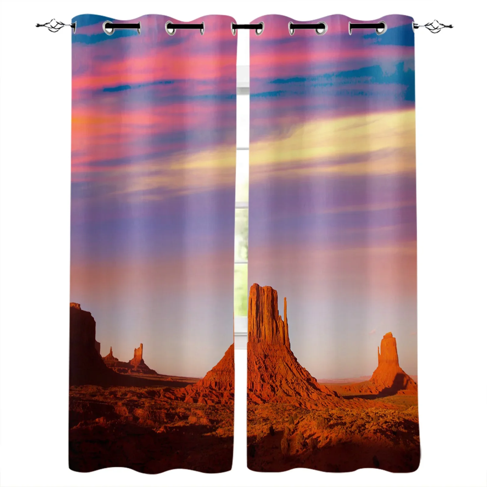 Desert Sky Sunset Building Sand Blackout Curtains Window Curtains For Bedroom Living Room Decor Window Treatments