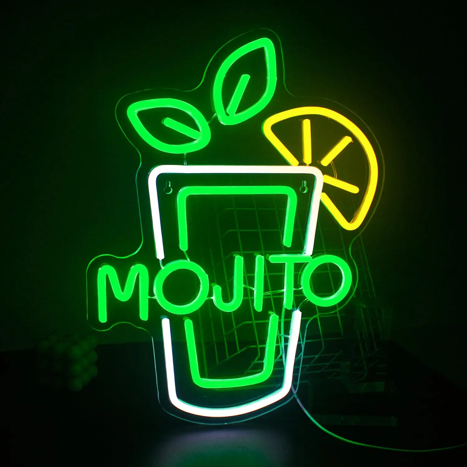 Mojito Neon Sign - Green LED Bar Decor for Home/Commercial Use - Perfect for Cocktail, Office, Hotel & Entertainment Rooms Decor