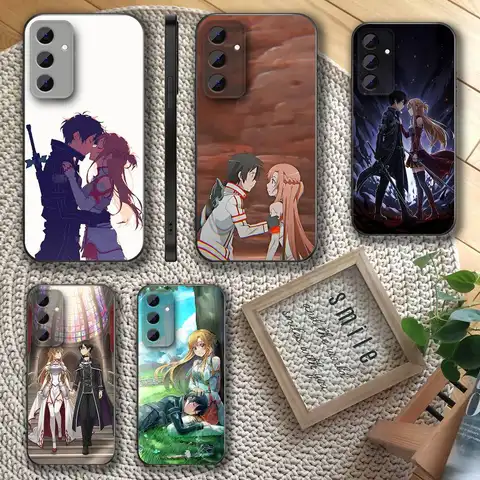 Custodia per telefono S-Sword Art O-Online per Samsung S 25,24,23,22,30,21,10,9,Ultra,Plus,Lite,FE,4,5 G Custodia morbida nera