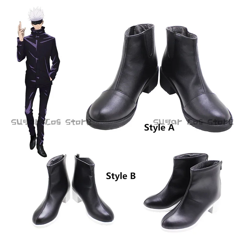 

Anime Gojo Satoru Cosplay Shoes Boots Two Style Black PU Leather Boots Halloween Christmas Carnival Party Props For Women Men