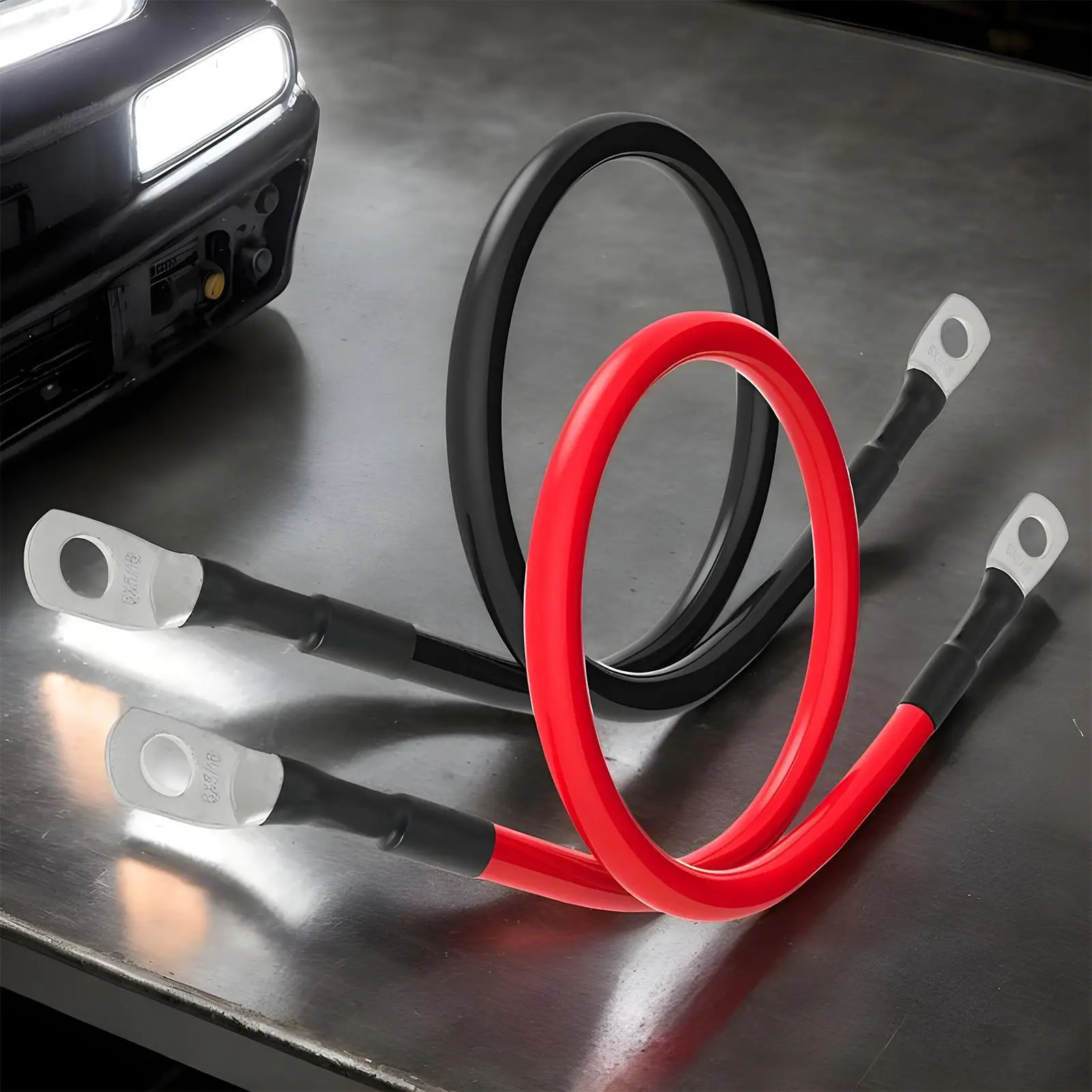 Car Battery Extension Cable 2Pcs/set Heavy-Duty Flexible Inverter Wire Battery Cable Extender r-grade Pure Copper Terminals