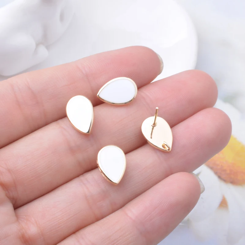 10 Stück Kupfer 18k vergoldete Emaille-Tropfen-Ohrringverbinder Ohrstecker-Set für die Herstellung von Ohrringen und Schmuck DIY – Detail 10