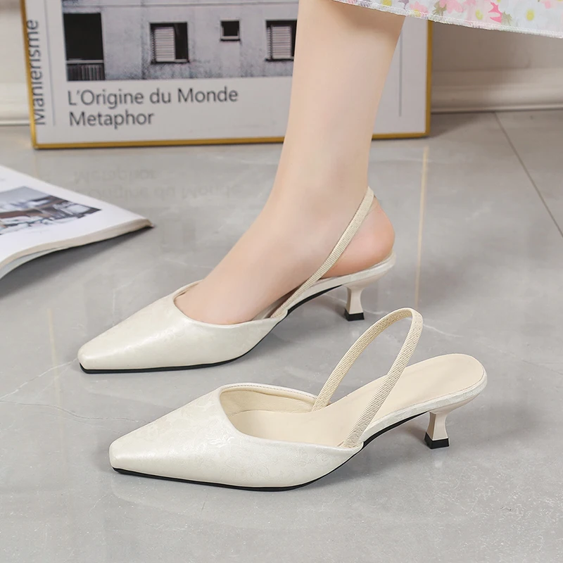 2025 High-heeled Retro Pointed Single-shoe Women's Shoes Explosive Summer New Chinese Super Beautiful Baotou Sandals