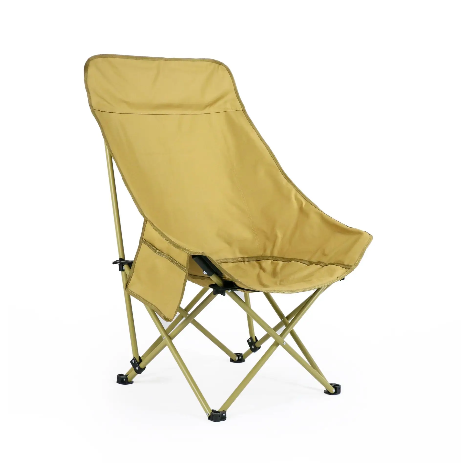 [US Stock] Upholstered Folding Chair Space Saving 4 Piece Per Set Easy To Carry Beige Cushion With White Shelf Fast Ship From US