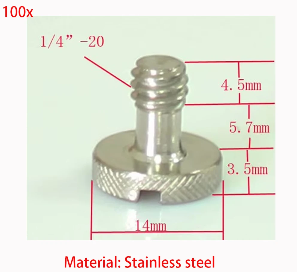 

100 винтов для камеры 1/4 дюйма для штатива и быстросъемной пластины Винты для камеры 1/4–20 дюймов, винты для камеры 1/4