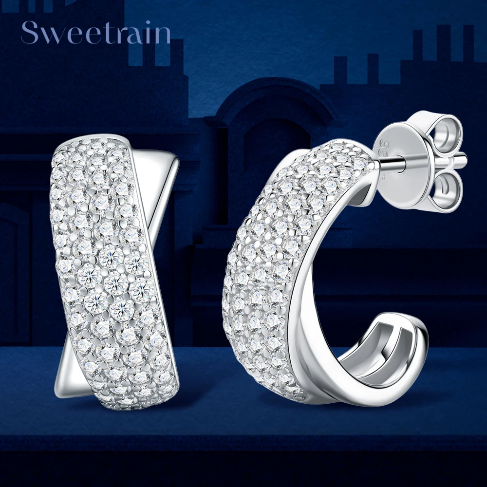 

Luxury Moissanite Stud Earrings for Women 925 Sterling Silver Dazzling Lab Diamond Earrings Bridal Wedding Fine Jewelry