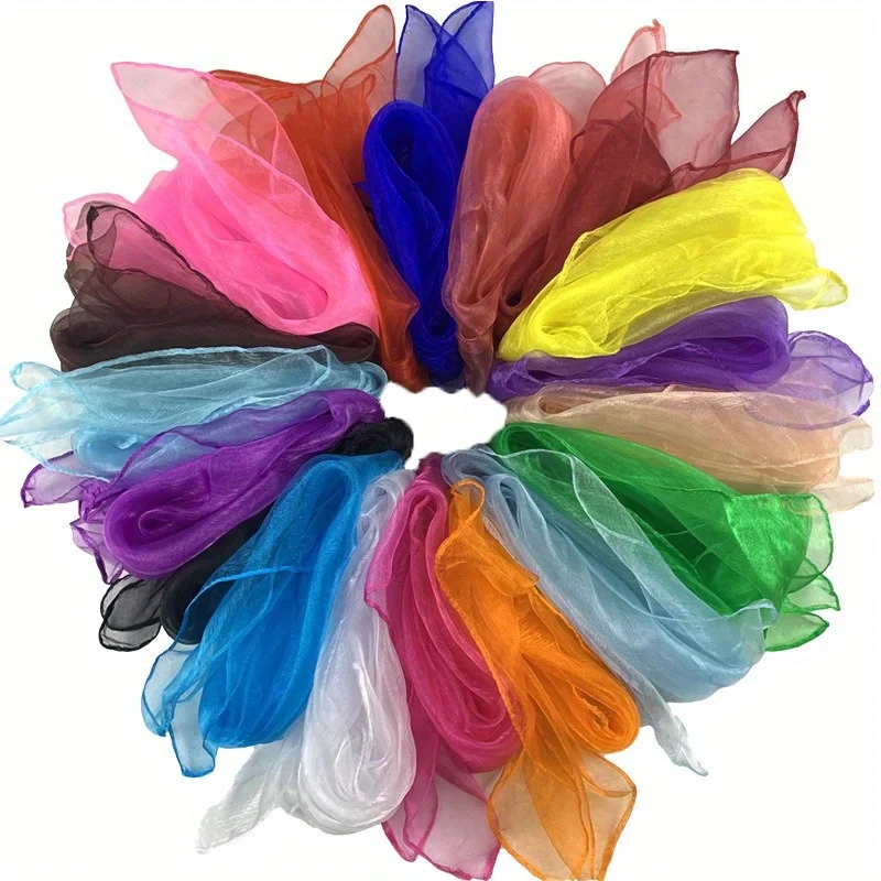 

12PCS Square Colorful Dance Cloth Chiffon Cloth Juggling Kindergarten Stage Party Activity Gymnastics Cloth Accessories