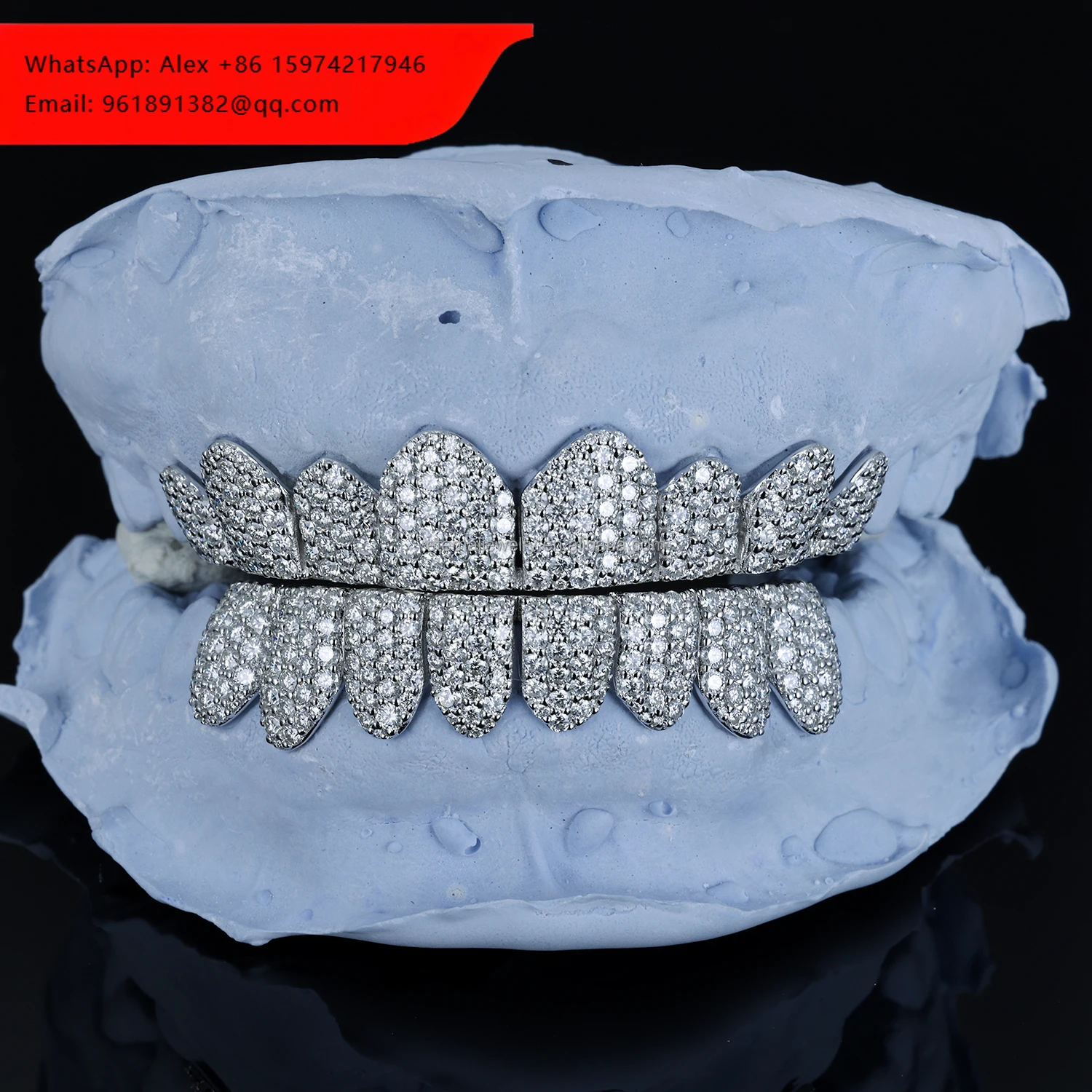 

CustomS925 Silver 10K 14K 18K Solid Gold Women Men Top Bottom 2 4 6 8 10 VVS Moissanite Lab Diamond Iced Out Grillz For Teeth