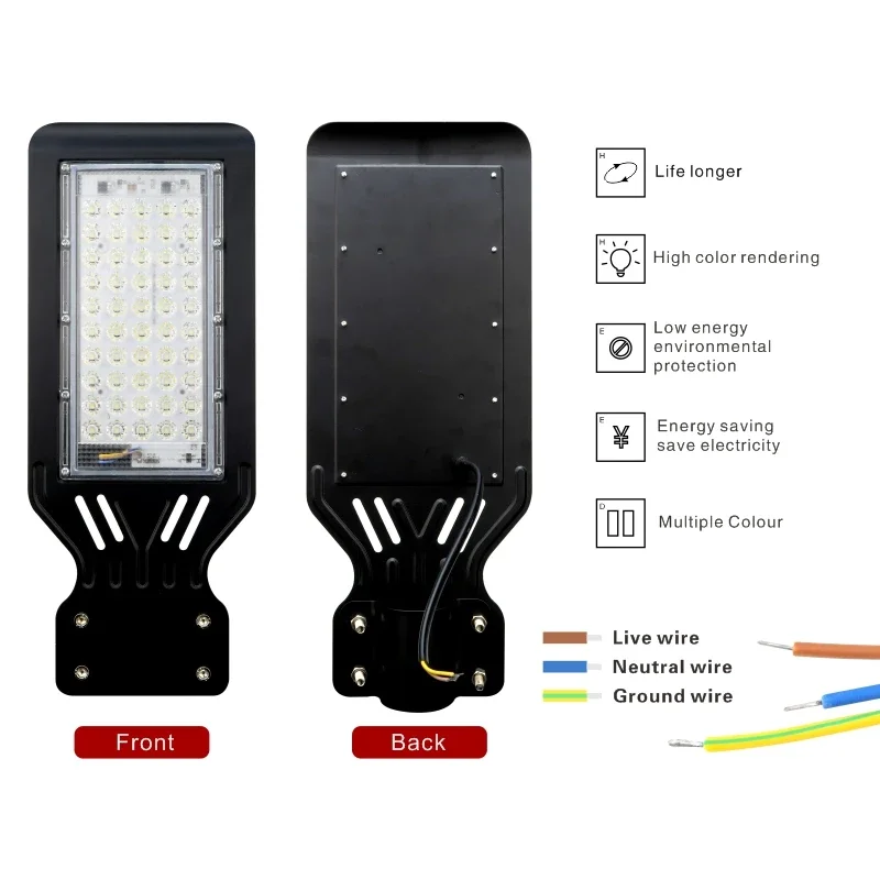 50W 100W LED Street Light AC 220V Holofotes ao ar livre IP65 Impermeável Parede Luz Jardim Estrada Rua Caminho Pólo Luzes