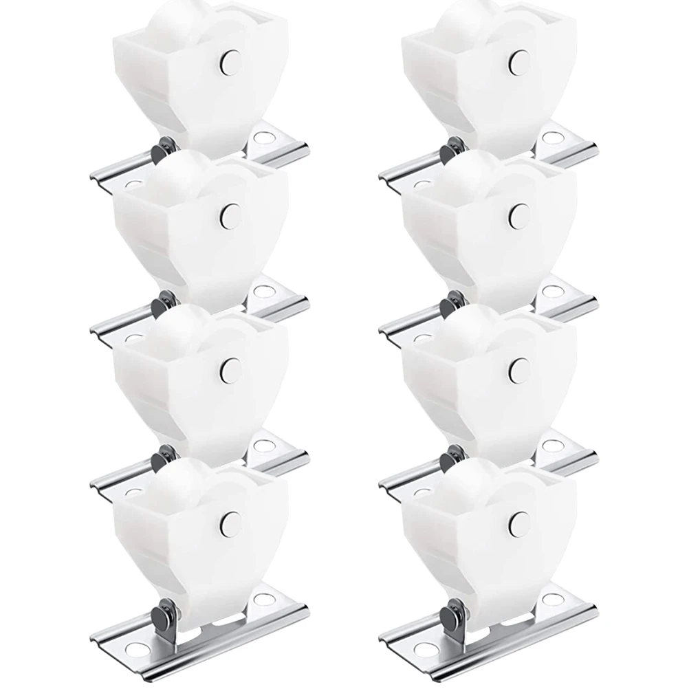 8pcs Curtain Pulleys Roman Shades Hardware Sliding Easy Install Bamboo Roller Blinds Cord Lock Gliders Track Wheel
