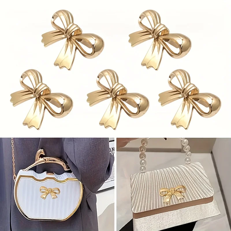 

5pcs Bow Decorative Metal Buckle Handmade Bag Bows DIY Decorative Clasp Exquisite Fashionable Bow Decoration Home Decoration