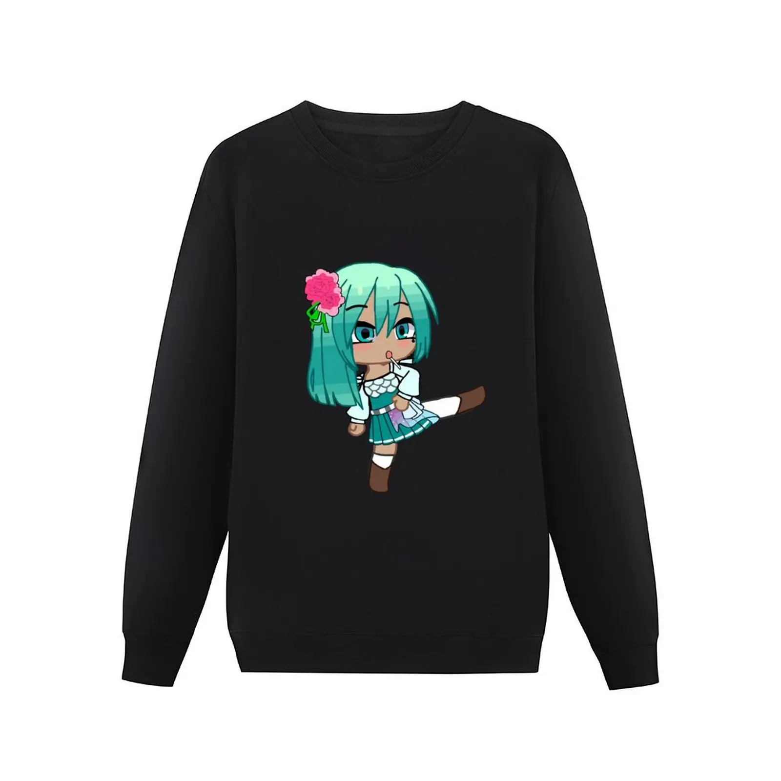 Gacha club meme chibi doll. Girl with fighting style. Karate girl. Anime gacha chibi girl - Girls from gacha clu Pullover Hoodie