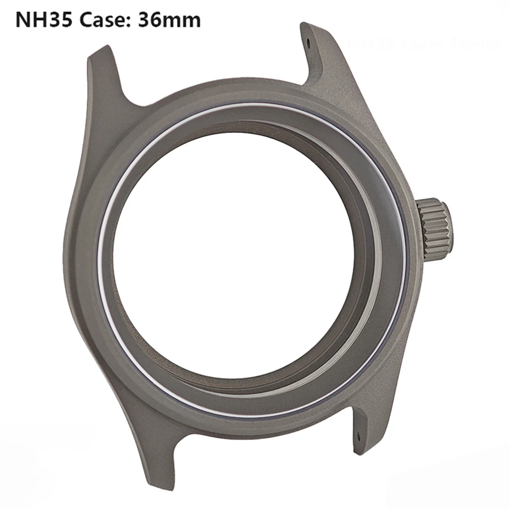 New NH35 36mm Case Titanium Alloy Gray Pilot Watch Case Suitable NH34/35/36/38 Automatic Movement 28.5~29mm Dial