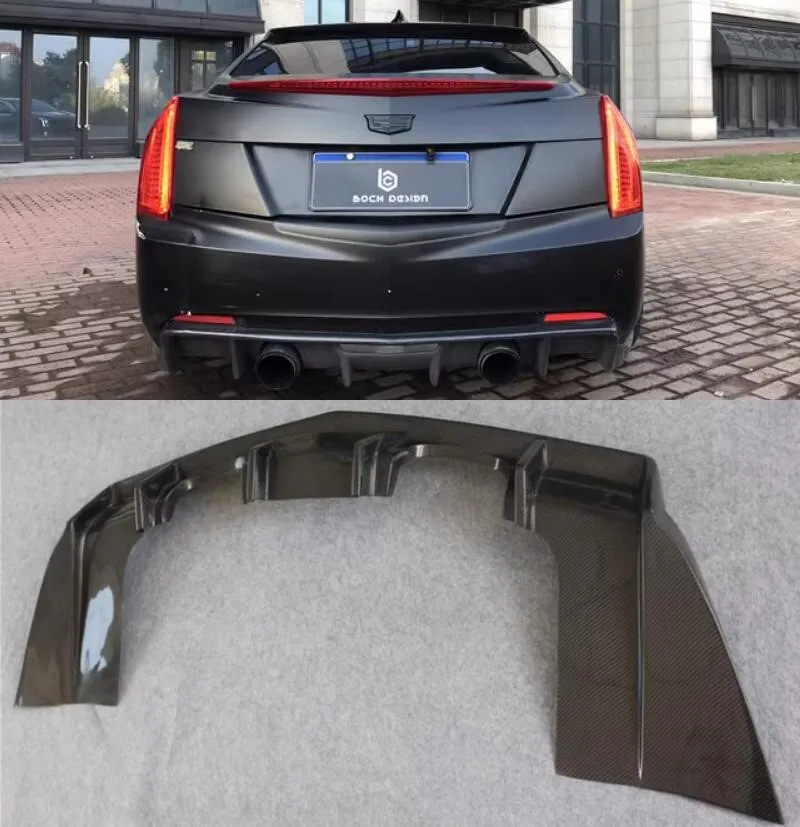 Fits For Cadillac ATS ATS-L 2014-2017 Real Carbon Fiber Car Rear Bumper Lip Trunk Diffuser Splitters Protector Cover Body Kit