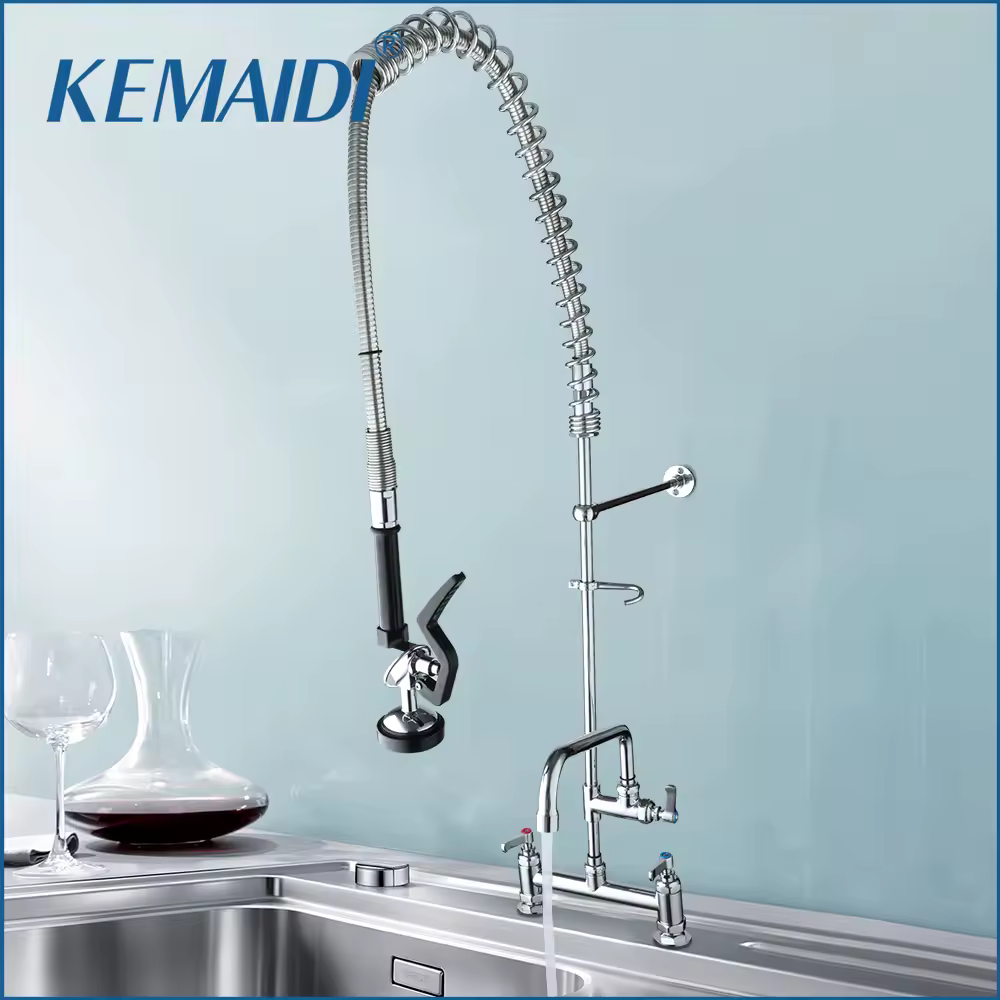 ברז מטבח מסחרי kemaidi עם למשוך למטה מרסס תעשייתי טרום שטיפה ברזים מערבל מרסס למטבח רב תכליתי