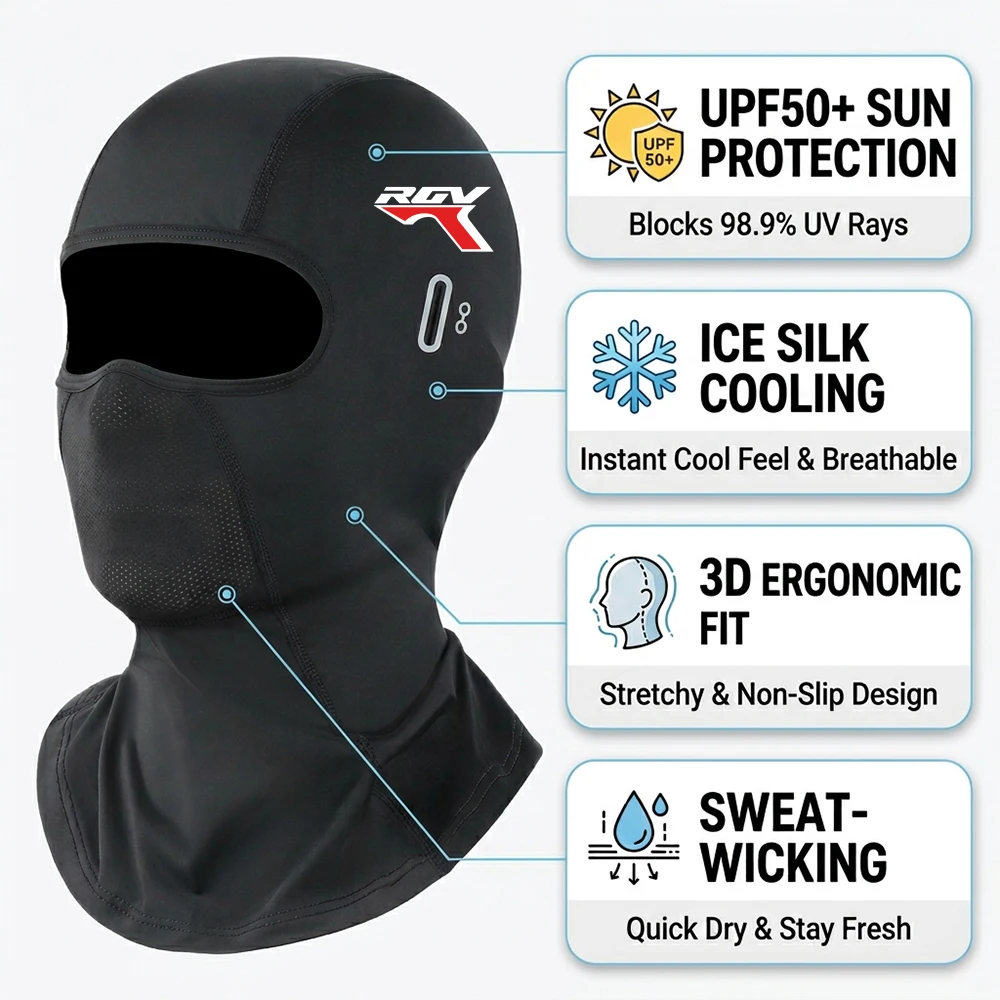 

For suzuki RGV 120 125 250 500 RG80 RG500 Motorcycle Balaclava Summer UV Protection Glasses Face Breathable Hole Winter Warm