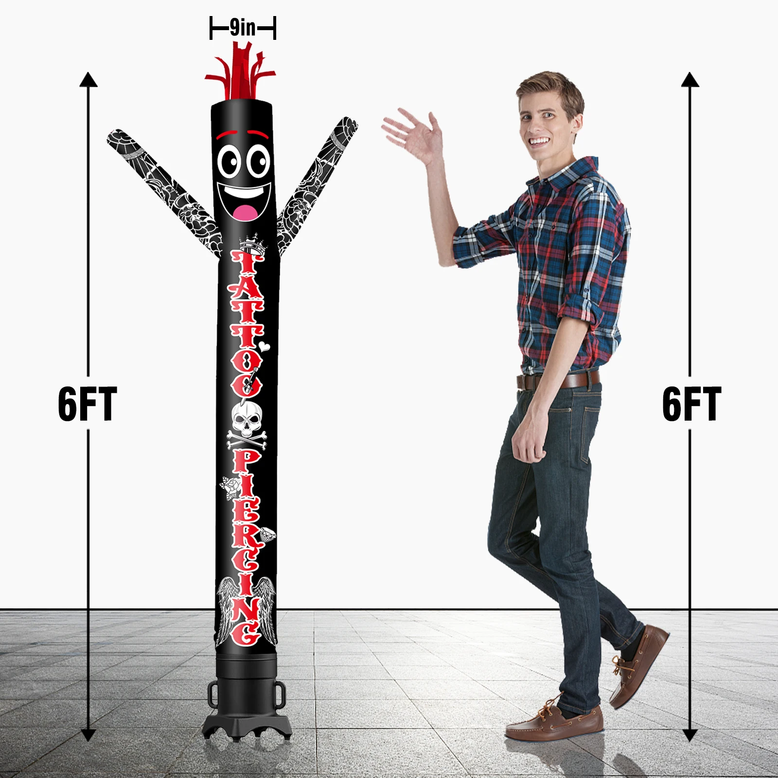 6/10/15/20FT Tall Inflatable Tattoo Dancing Guy for Outdoor Decoration Advertising(Blower Not Included)