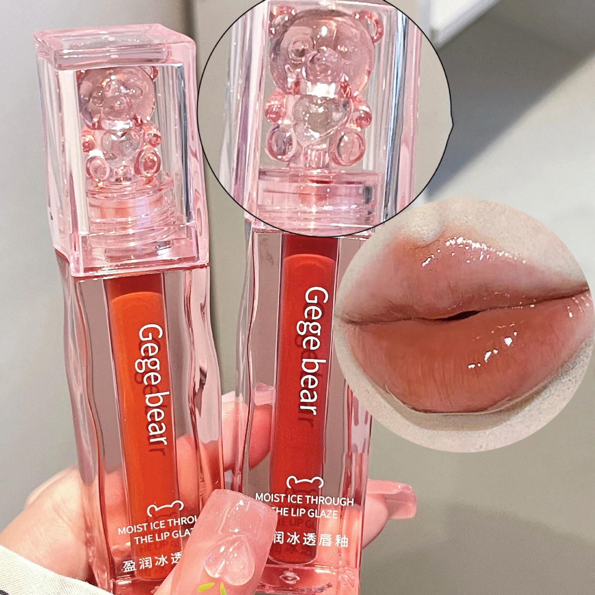 Chá vermelho e rosa impermeável hidratante líquido batom, espelho tingimento Lip Gloss, longa duração lip matiz, coreano maquiagem cosméticos, 1pc