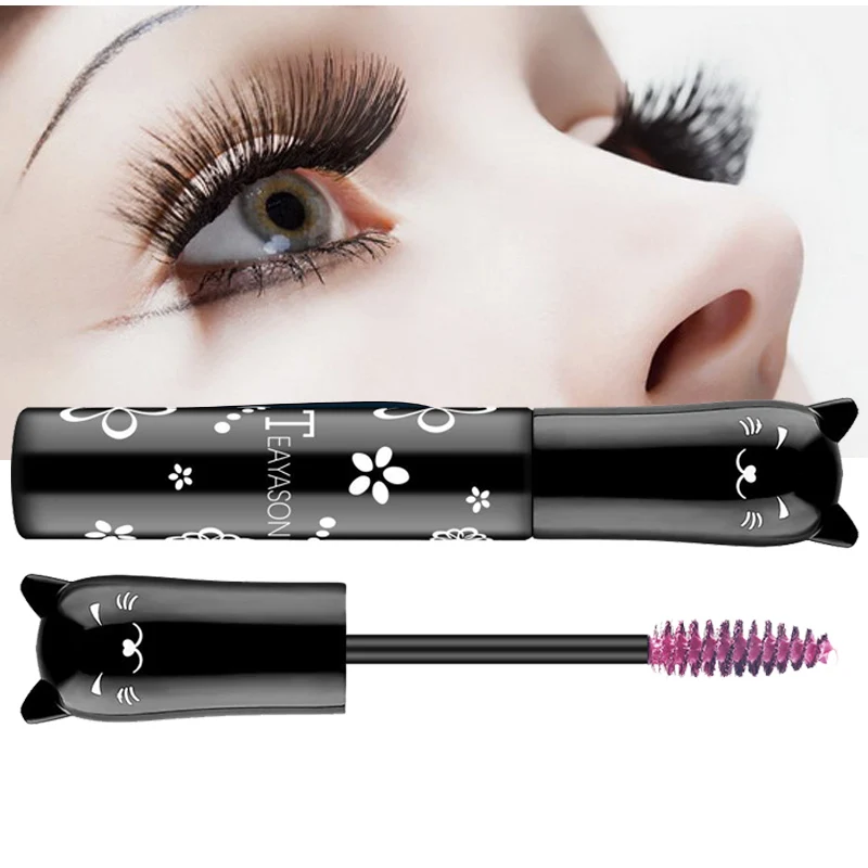 Mascara avec grande tête de brosse, facile à documenter, ne salit pas, ne se décolore pas, ne tache pas, imperméable et anti-transpiration, curling