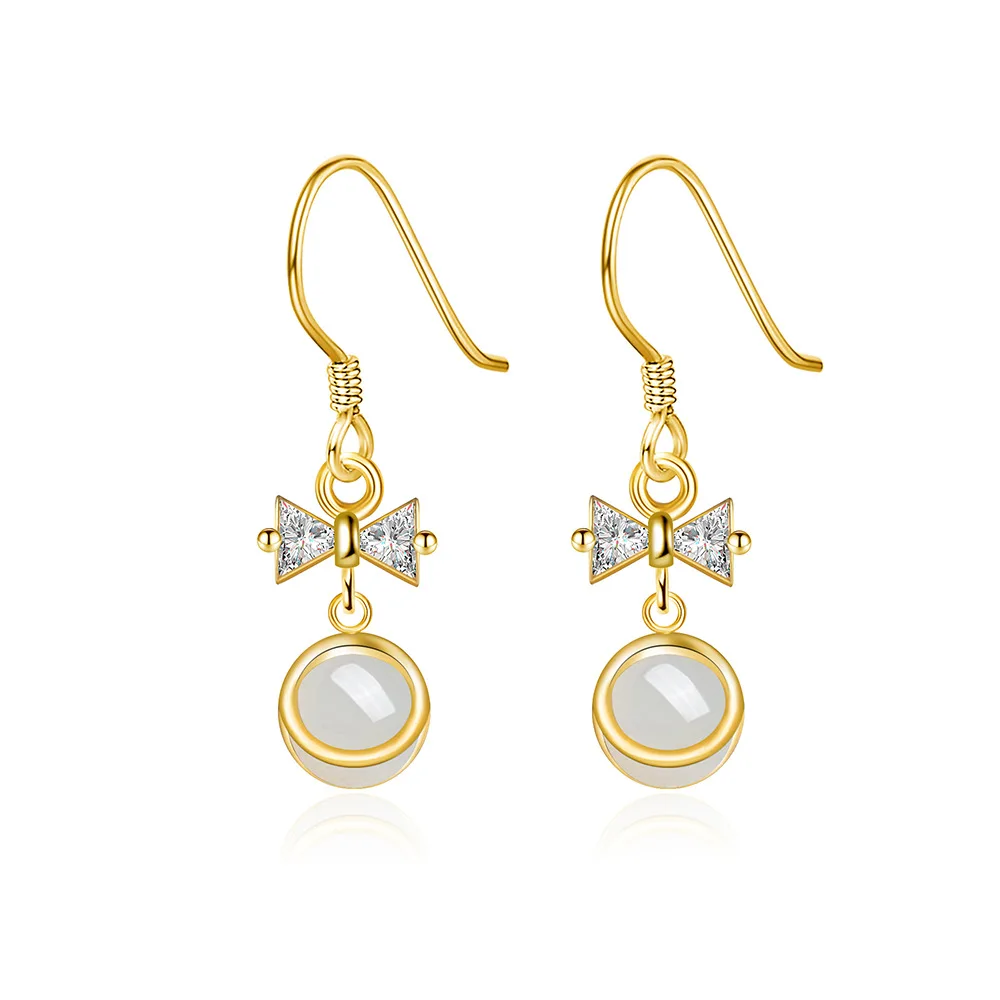 

925 Sterling Silver Simple Sweet Bow Zir*****pal Earrings Birthday Party Anniversary Gift