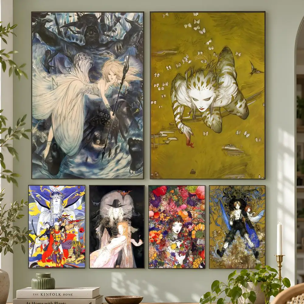 Yoshitaka Amano F-Final Fantasy Game Anime Poster Wall Art Home Decor Living Room Bedroom Office Dorm Apartment Gift