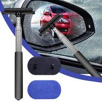 Car Window Squeegee with Handle 2-in-1 Car Window Wiper Extendable Squeegee Flexible Wiper Cleaning Tool Mirrors Cleaner Tool