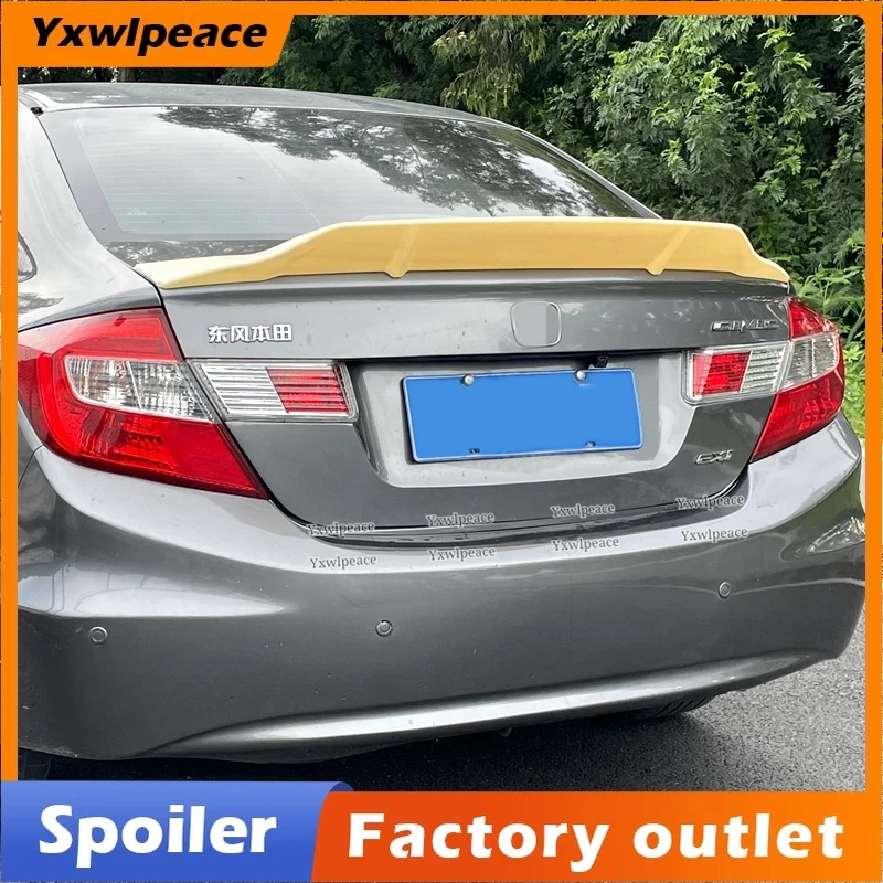 

For Honda Civic 4 Doors 2012 2013 Spoiler High Quality ABS Plastic R Style Primer Color Rear Trunk Lip Spoiler Car Styling