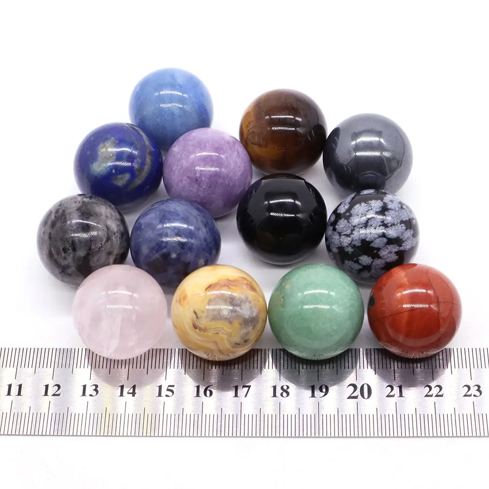 25MM Natural Crystals Quartz Round Stones Ball Reiki Healing Gemstones Collection Mineral Wicca Chakra Massage Globe Home Decor