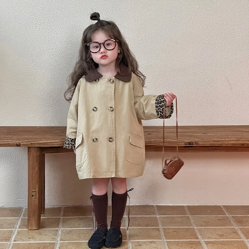 

Girls' Casual Windbreaker Jacket 2025 Spring New Style Children's Medium To Long Korean Version Baby Autumn Clothing