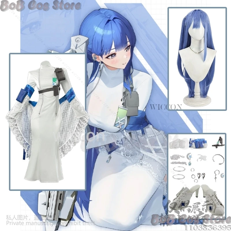 

Arcana NIKKE：The Goddess Of Victory Cosplay Game Clothes Sexy White Suit Slim Elegance Lolita Dress Shoes Wig Halloween Carnival