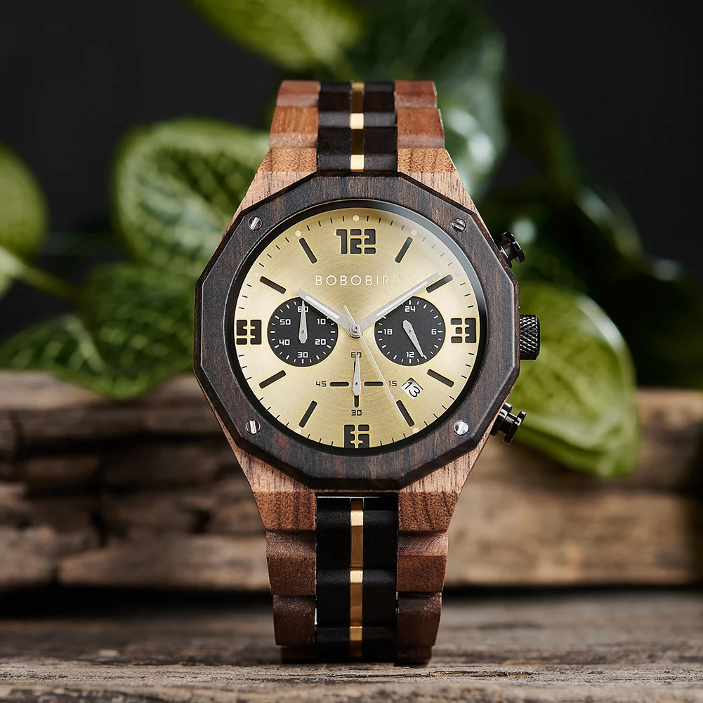 Wood Men\'s Watches BOBO BIRD Quartz Wristwatch Male Timepieces Watch Clock relogio masculino Dropshipping personalized Gift