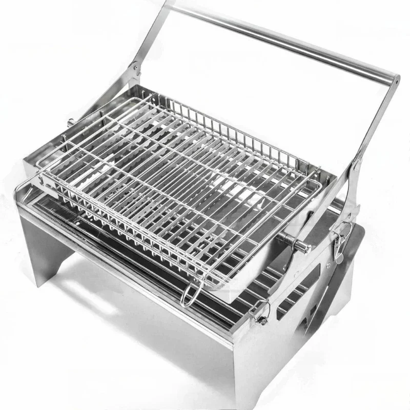 

Removable flip grill Household charcoal stove Outdoor gas rotary mesh grill