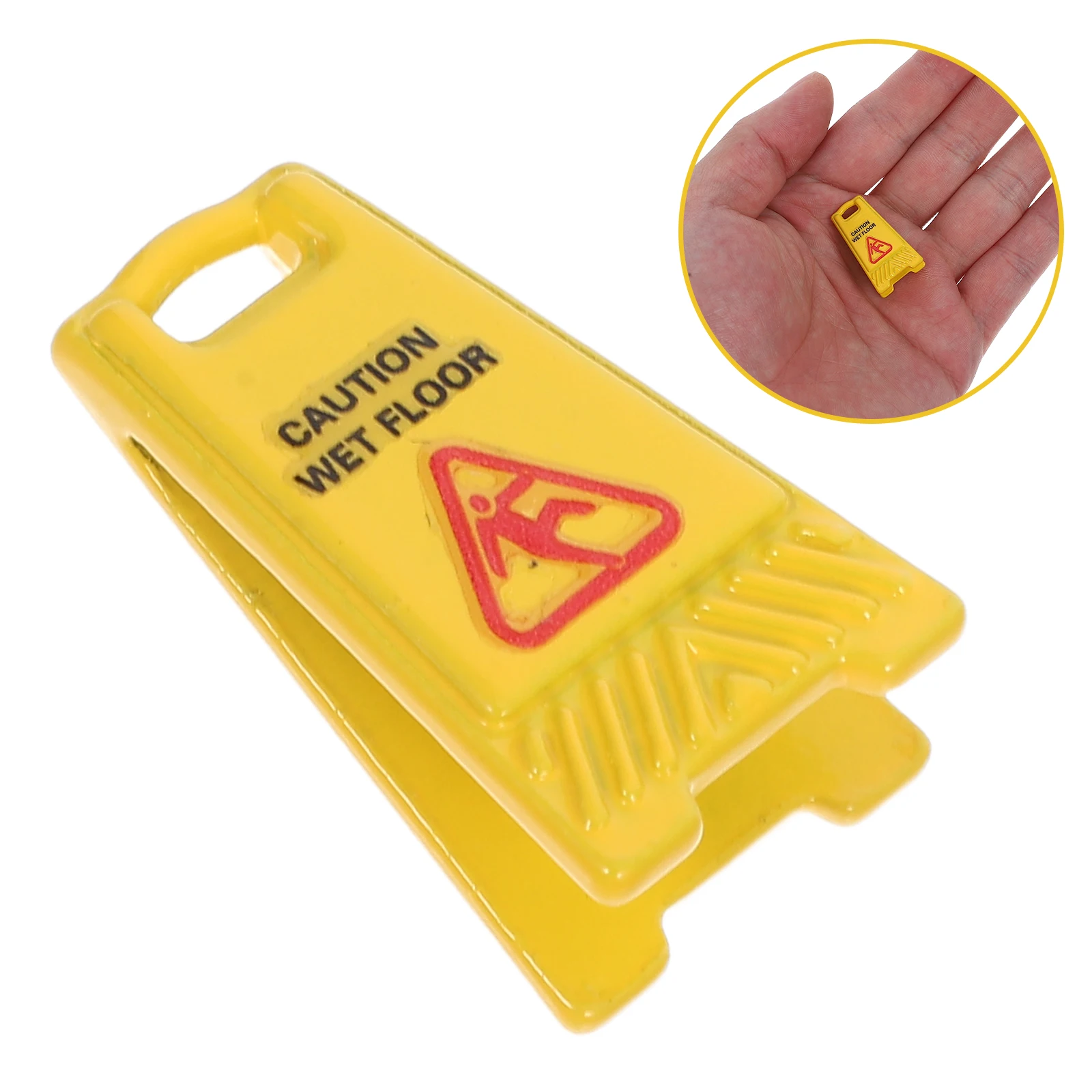 5 قطعة إكسسوارات بيت الدمى الصغيرة علامات سلامة الأرضية الواقعية للديكور علامة تحذير صغيرة أرضية مبللة نموذج غير RC