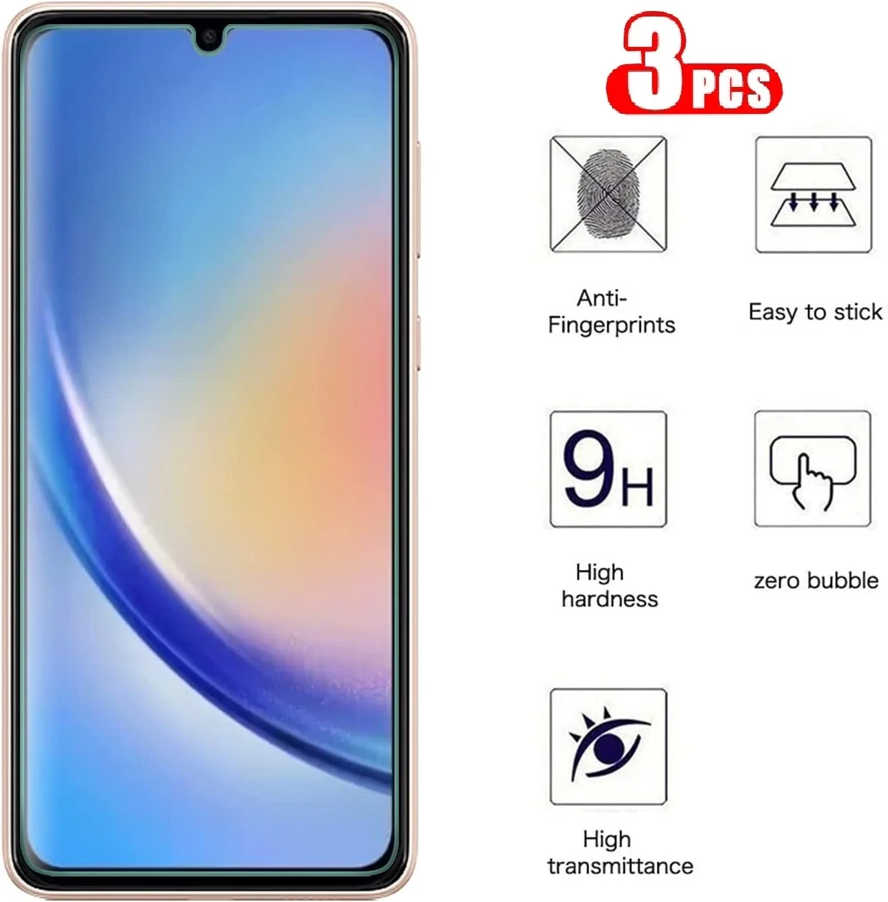 3Pcs Tempered Glass…