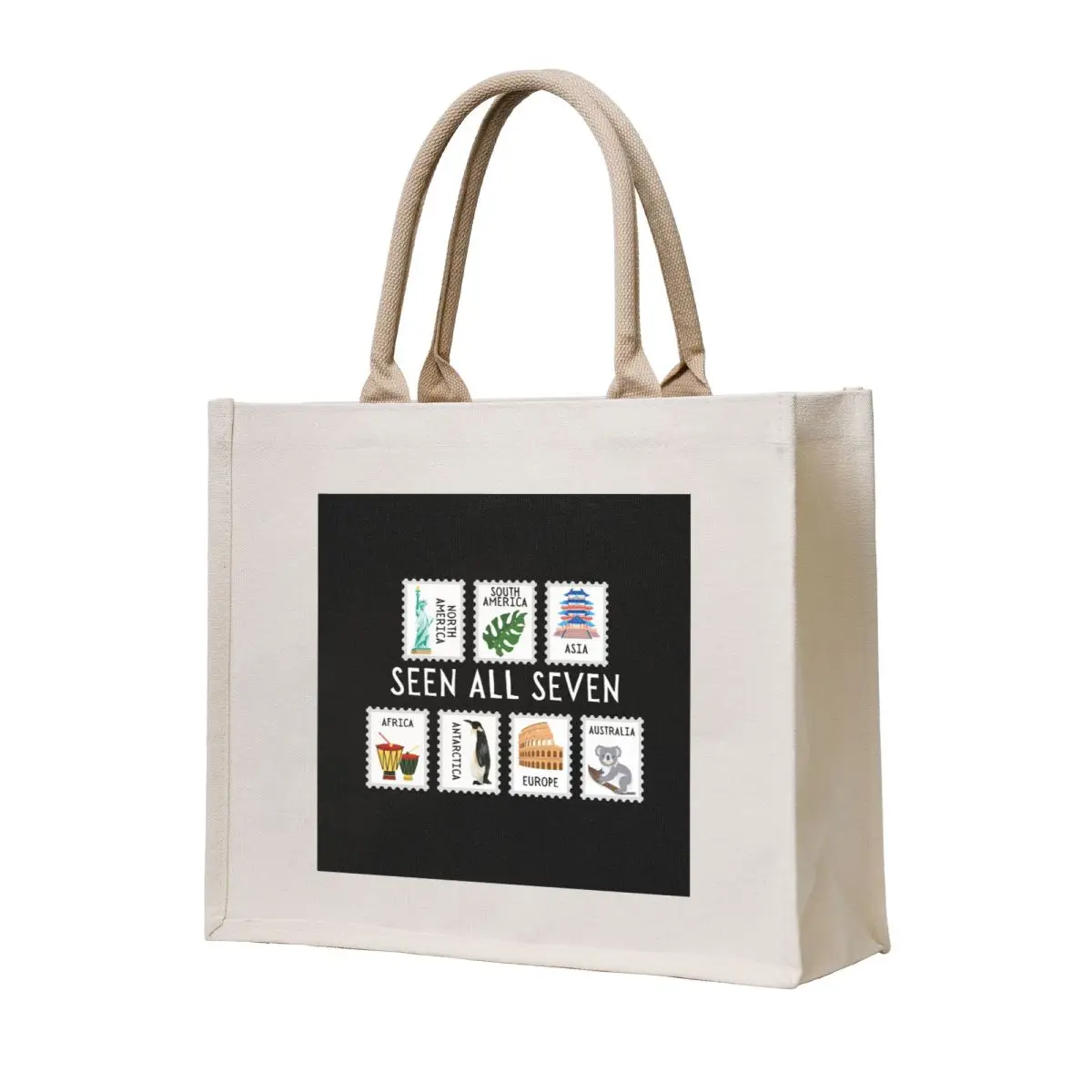 

Seven Continents Seen All Seven Postage Stamps Tote Bag Women's beach bags women bag free delivery bags shopper bag women