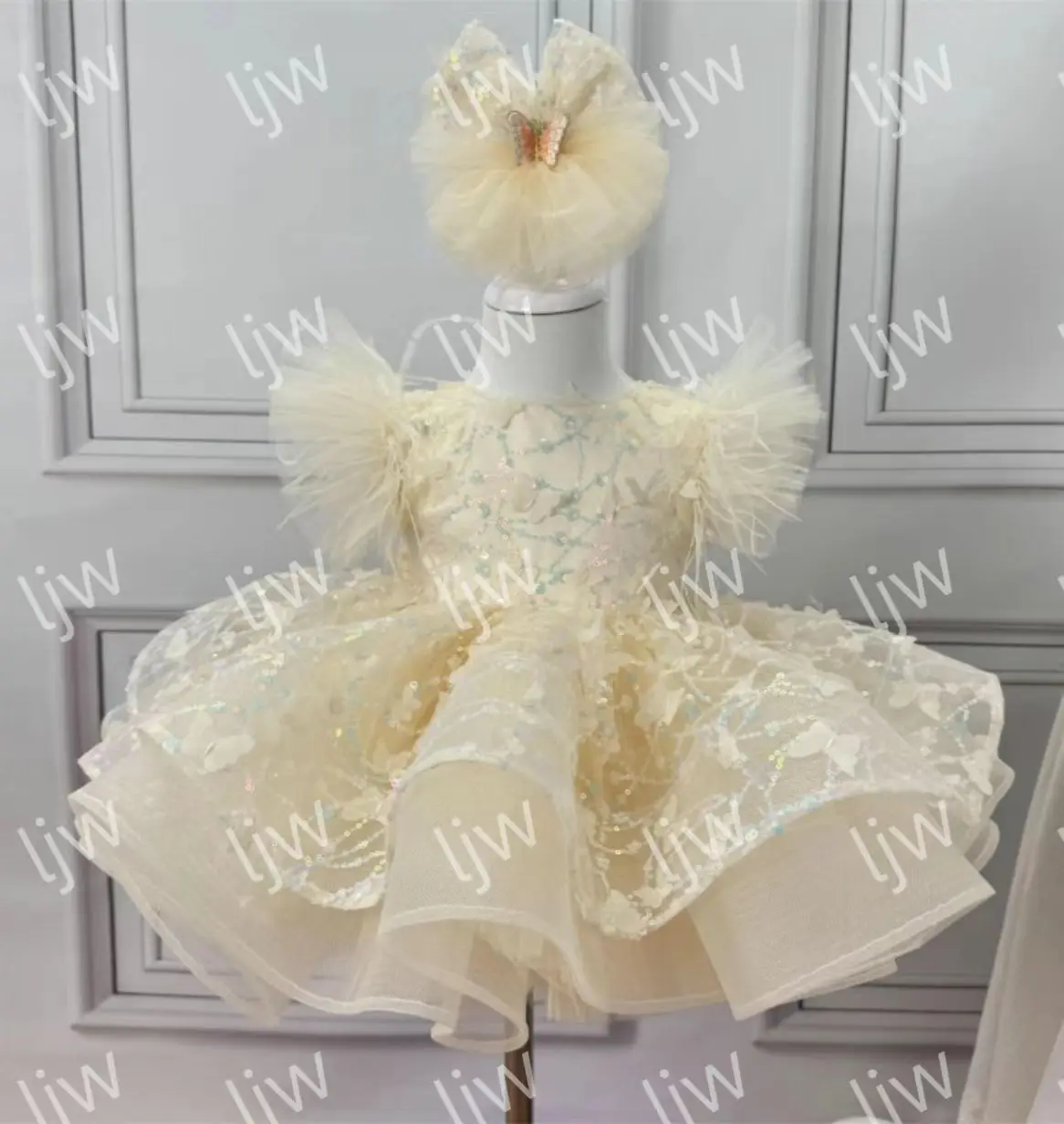 

Модное платье для малышей 0-12 лет, платье с бабочками и пайетками для подиума для девочек, платье принцессы, элегантное вечернее платье для девочек-подростков на день рождения